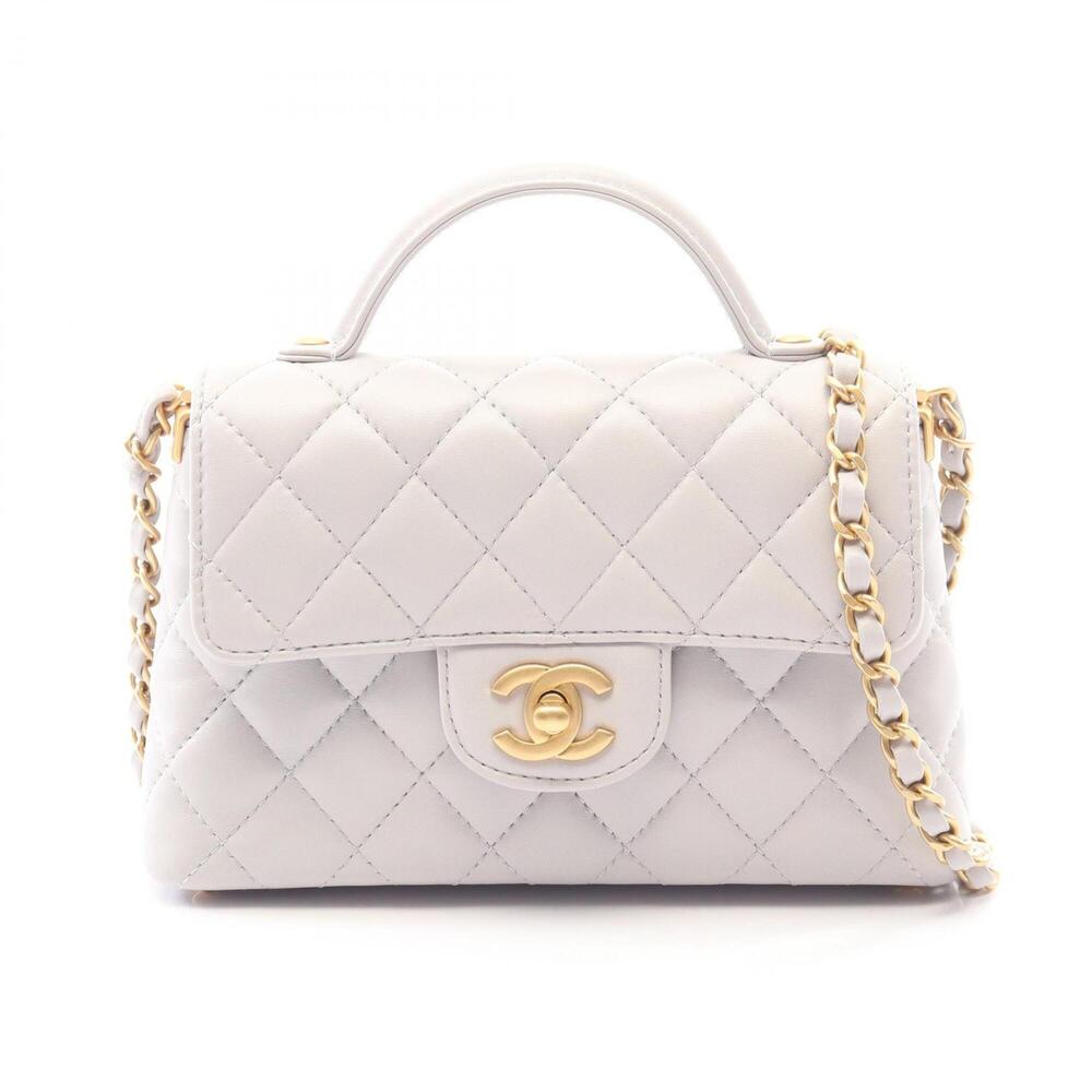 Chanel Matelassé Top Handle 2-Way Shoulder Bag/Handbag, Lambskin Leather, Wom...